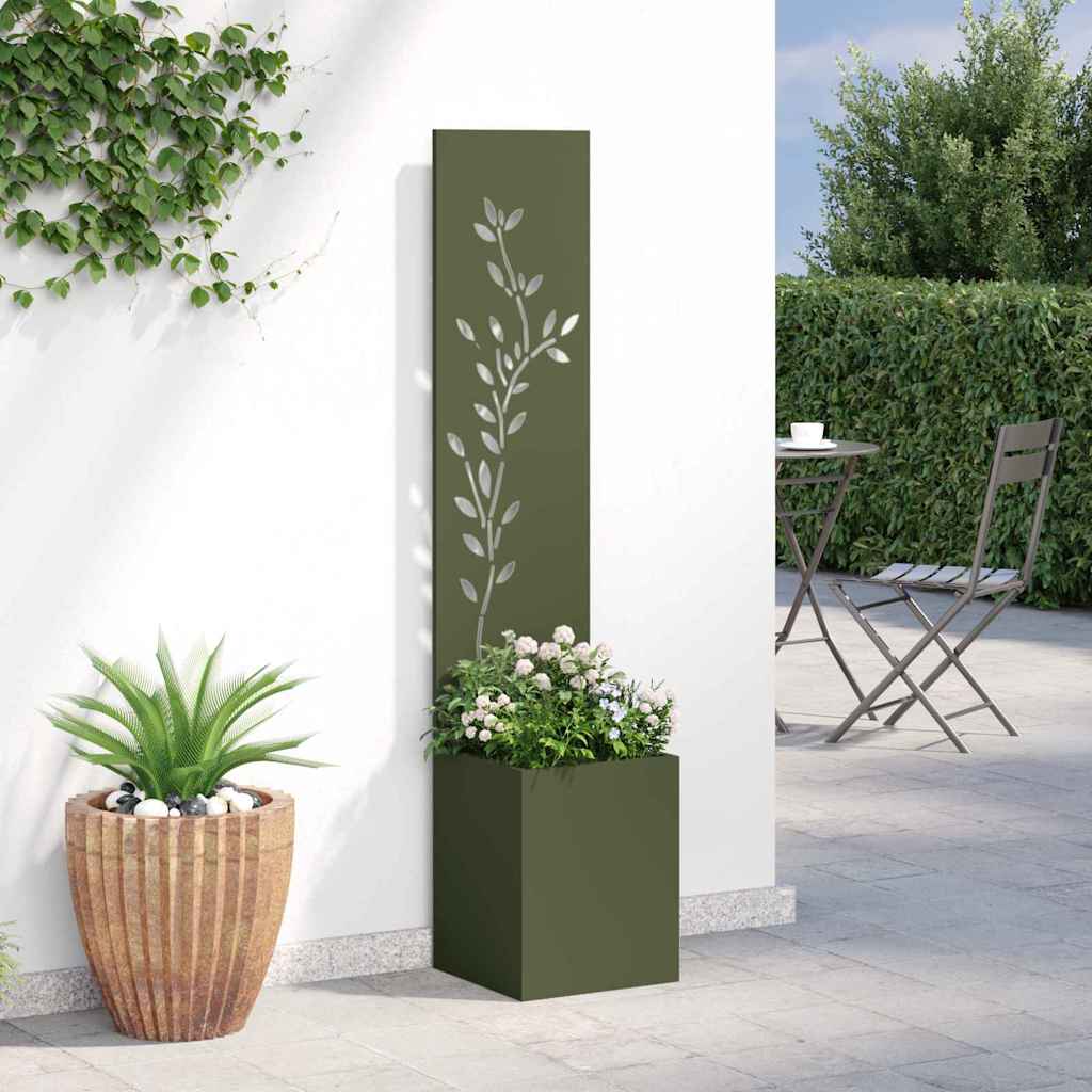 Garten Sichtschutz-Leinwand Floral Olivgrün 32 x 140 cm