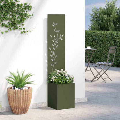 Garten Sichtschutz-Leinwand Floral Olivgrün 32 x 140 cm