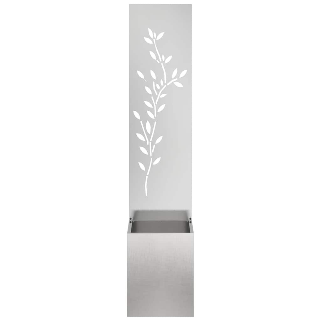 Garten Sichtschutz-Leinwand Floral Silber 32 x 140 cm Edelstahl