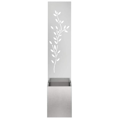Garten Sichtschutz-Leinwand Floral Silber 32 x 140 cm Edelstahl
