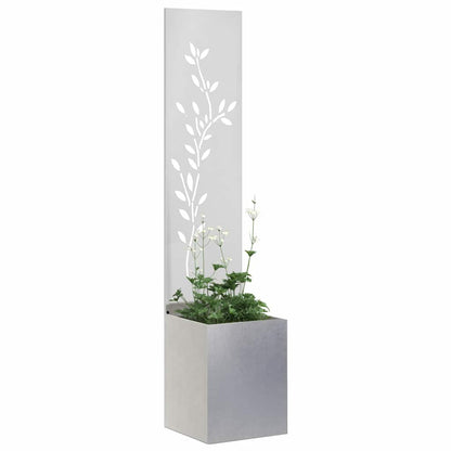 Garten Sichtschutz-Leinwand Floral Silber 32 x 140 cm Edelstahl
