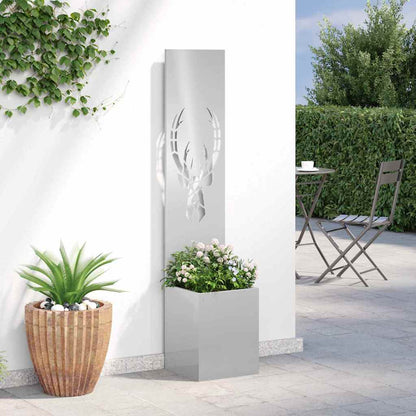 Garten Sichtschutz-Leinwand Silber 32 x 140 cm Edelstahl