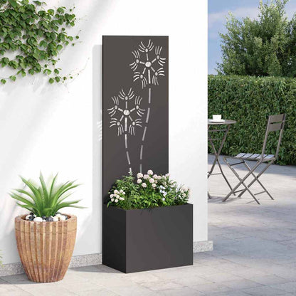 Garten Sichtschutz-Leinwand Floral Schwarz 50 x 140 cm