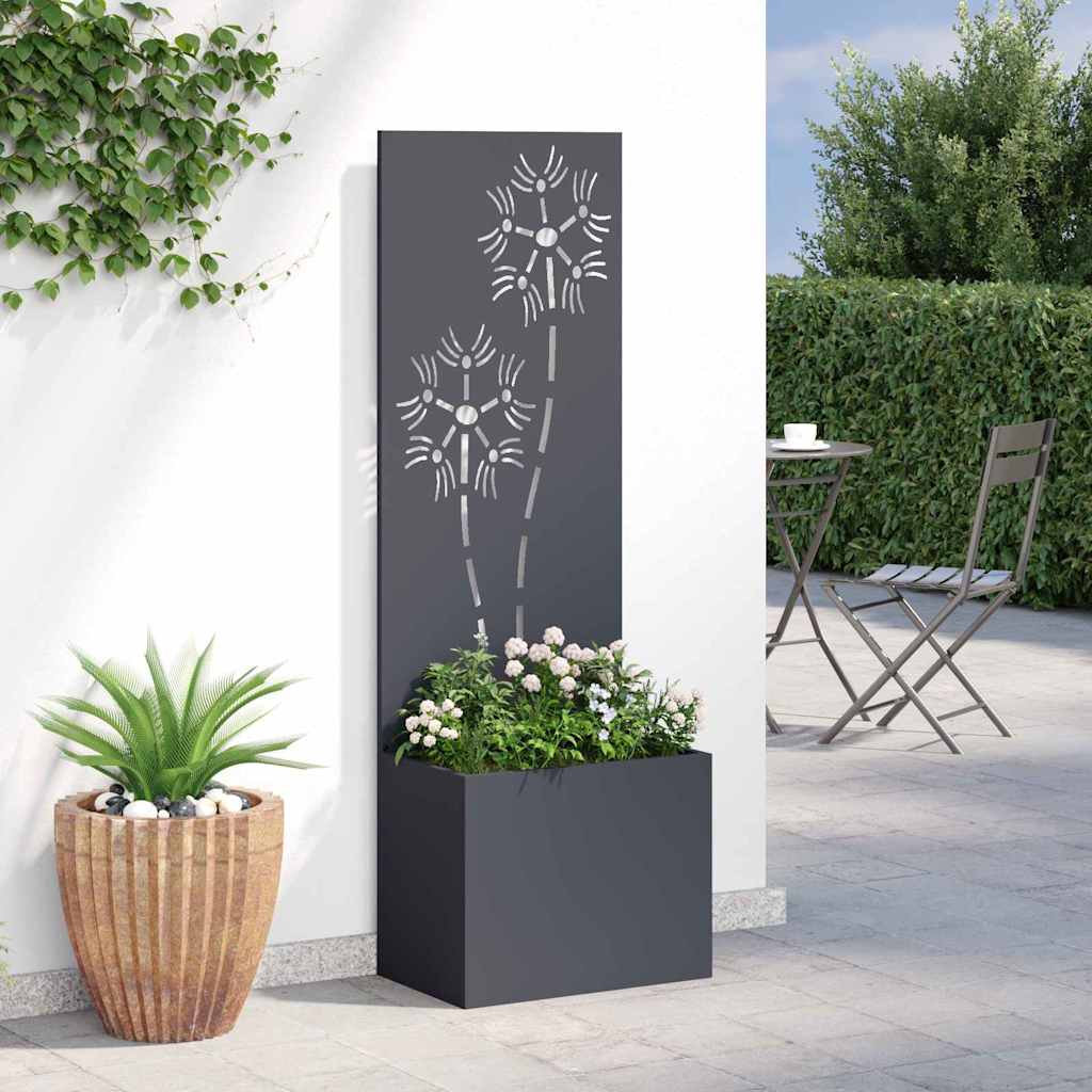 Garten Sichtschutz-Leinwand Floral Anthrazit 50 x 140 cm