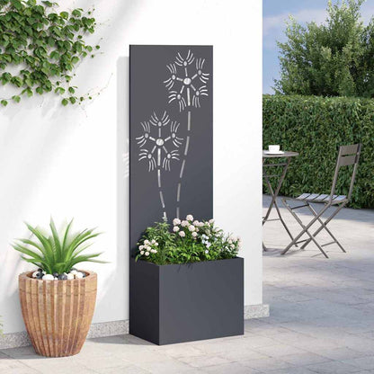 Garten Sichtschutz-Leinwand Floral Anthrazit 50 x 140 cm