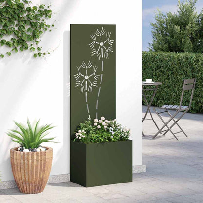 Garten Sichtschutz-Leinwand Floral Olivgrün 50 x 140 cm