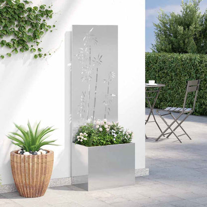 Garten Sichtschutz-Leinwand Floral Silber 50 x 140 cm Edelstahl