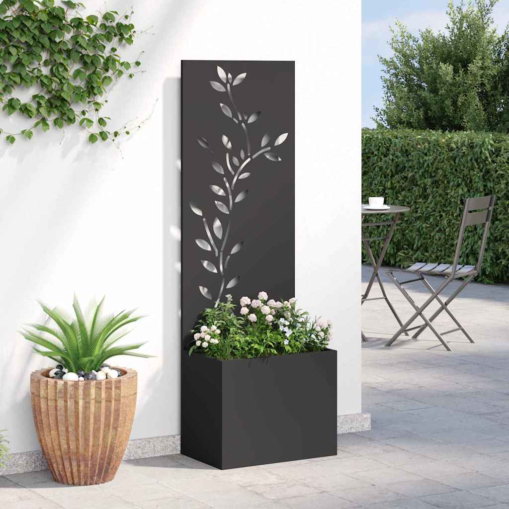Garten Sichtschutz-Leinwand Floral Schwarz 50 x 140 cm