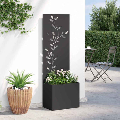 Garten Sichtschutz-Leinwand Floral Schwarz 50 x 140 cm