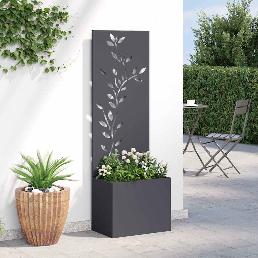 Garten Sichtschutz-Leinwand Floral Anthrazit 50 x 140 cm