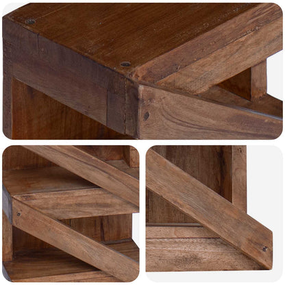 Regal Braun 24 x 14 x 80 cm Massives Mahagoni Holz