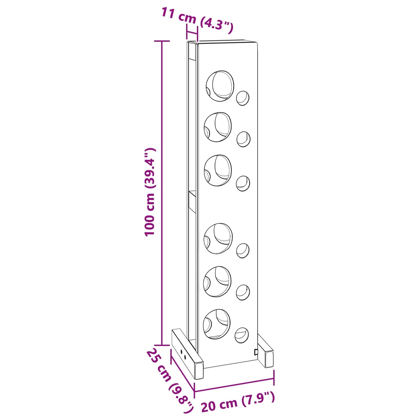 Regal Braun 20 x 25 x 100 cm Massives Mahagoni Holz
