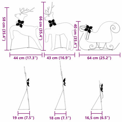 LED Rentiere 3 pcs Warmes Weiß Stoff