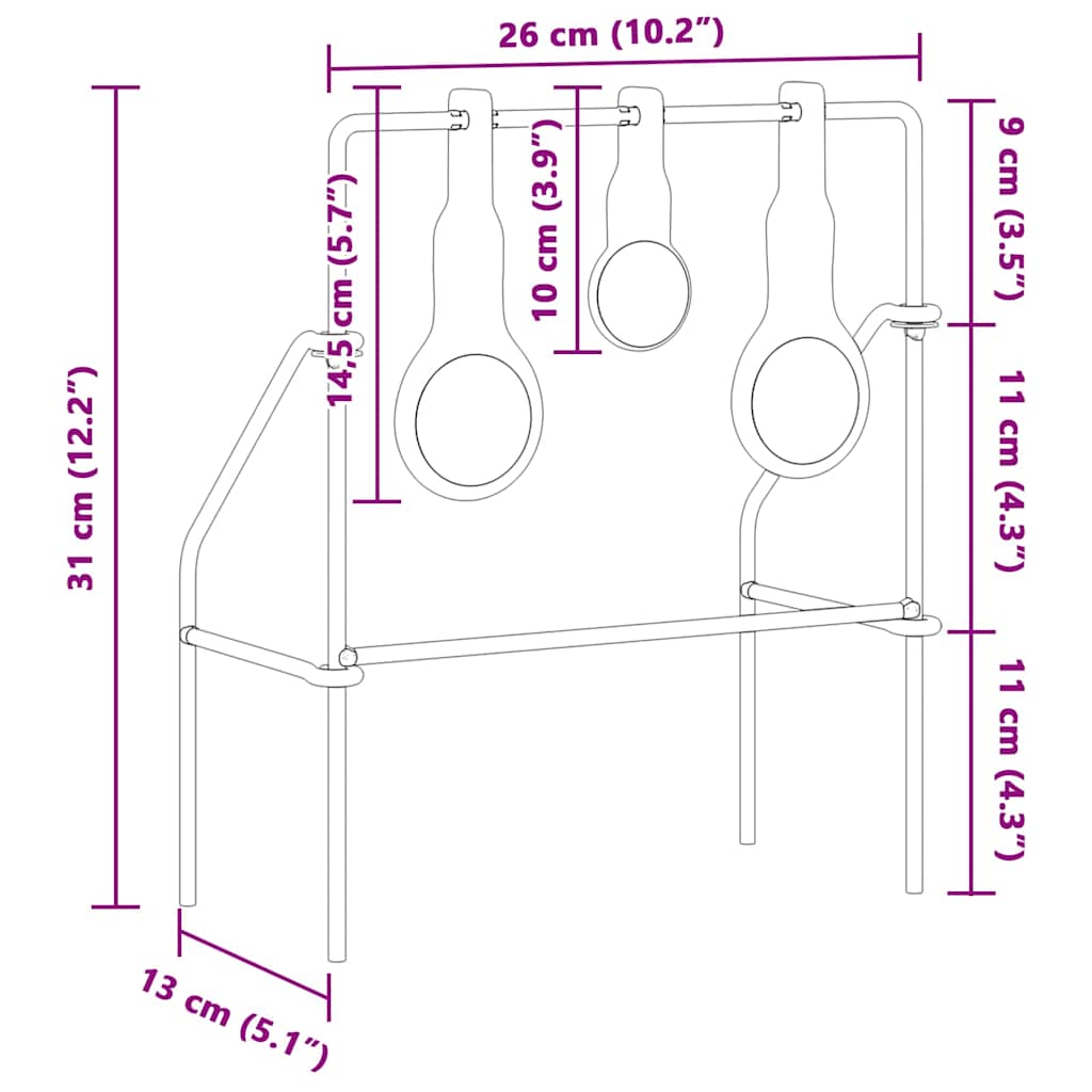 Zurücksetzbares Ziel Schwarz 26 x 13 x 31 cm Stahl