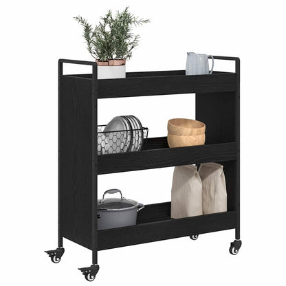 Küchentrolley Schwarz Eichen-Optik 70 x 30 x 82 cm