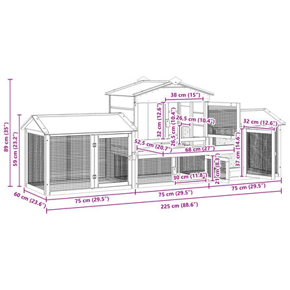 Hühnerunterkunft 3 pcs Braun Massives Kiefernholz