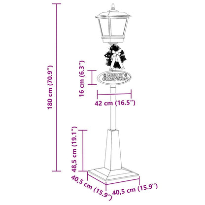 Weihnachtsstraßenlampe mit Laterne Rot 40,5x40,5x180cm