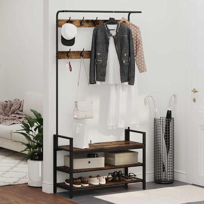 Garderobenständer mit Regal Geräucherte Eiche 95 x 34 x 184 cm