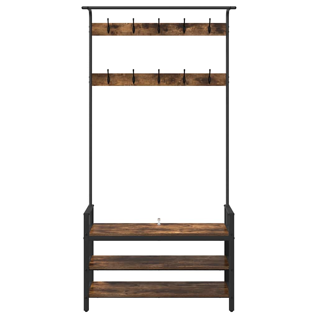 Garderobenständer mit Regal Geräucherte Eiche 95 x 34 x 184 cm