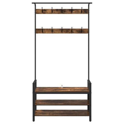 Garderobenständer mit Regal Geräucherte Eiche 95 x 34 x 184 cm