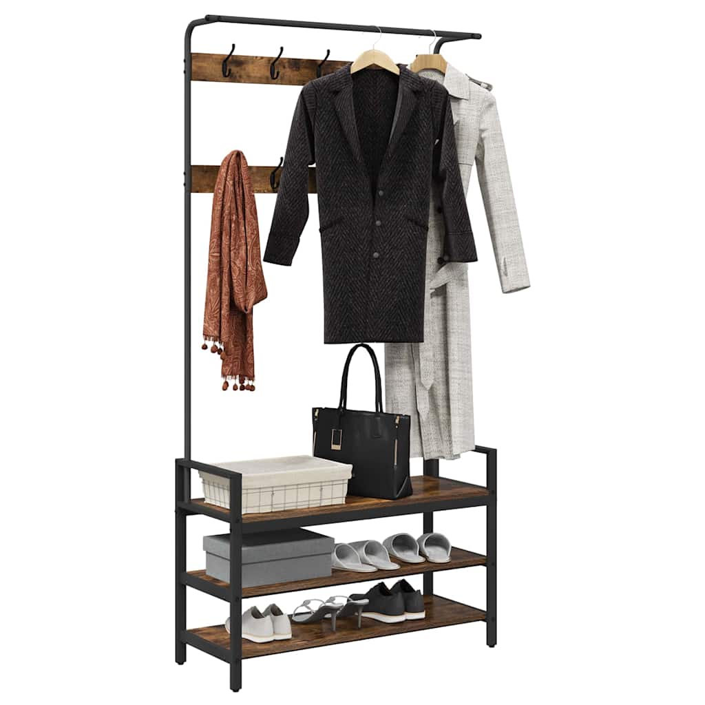 Garderobenständer mit Regal Geräucherte Eiche 95 x 34 x 184 cm