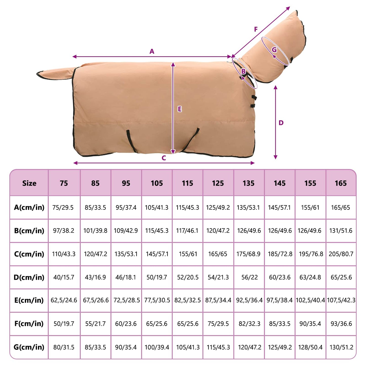 Pferdedecke Cappuccino 85 cm Polyester