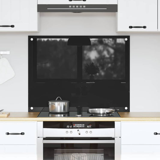 Küchenrückwand Schwarz 80 x 60 cm Gehärtetes Glas