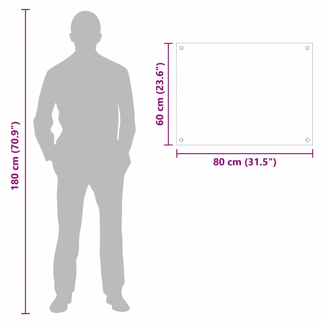 Küchenrückwand Schwarz 80 x 60 cm Gehärtetes Glas