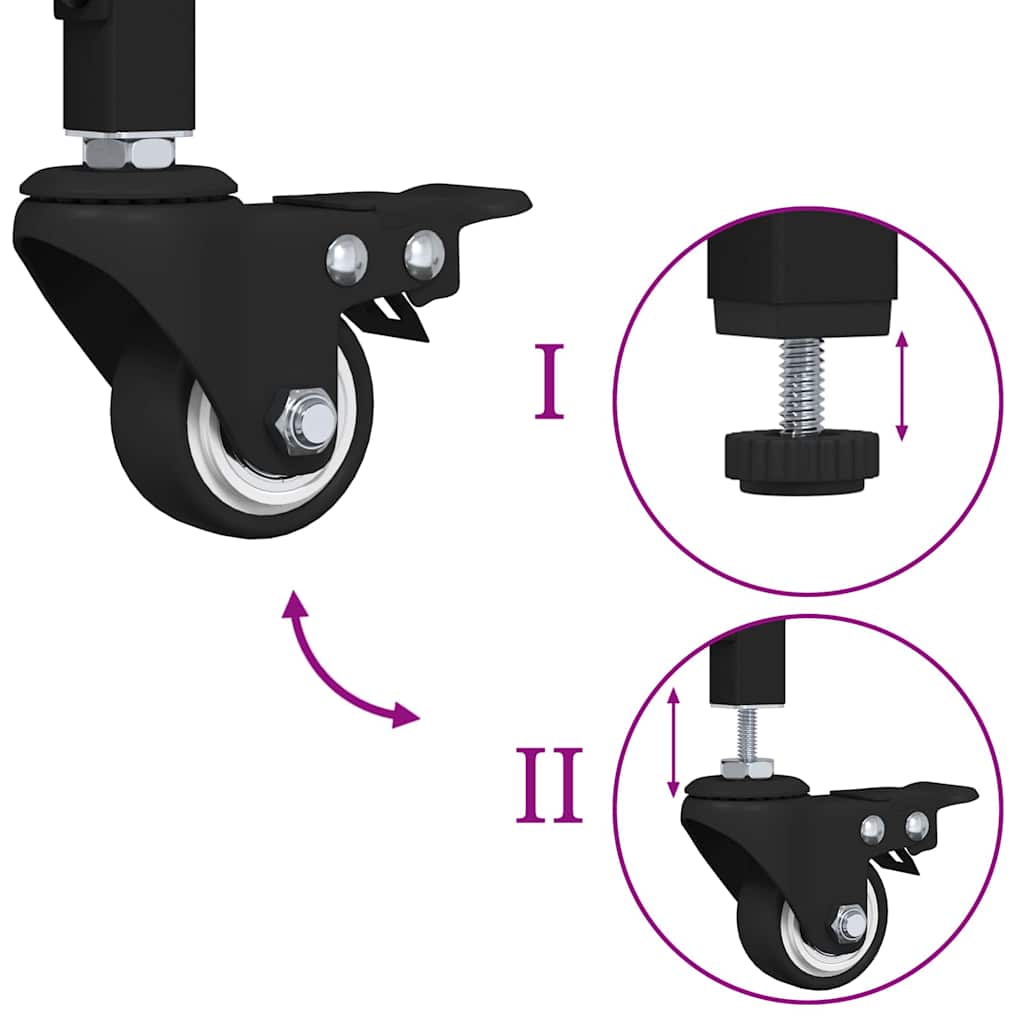 Küchentrolley Schwarz Eichen-Optik 53 x 20 x 76 cm