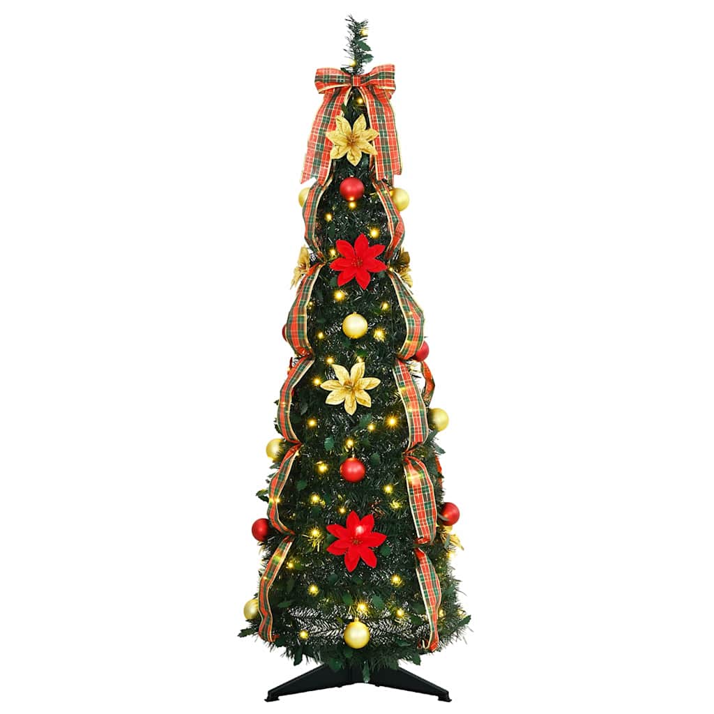 Albero di Natale artificiale con 50 LED, verde, 120 cm, PVC