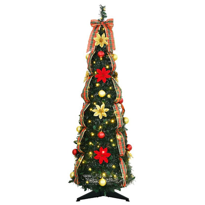 Albero di Natale artificiale con 50 LED, verde, 120 cm, PVC