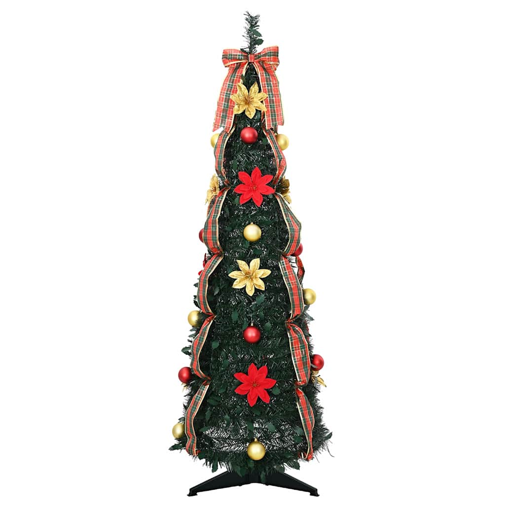 Albero di Natale artificiale con 50 LED, verde, 120 cm, PVC