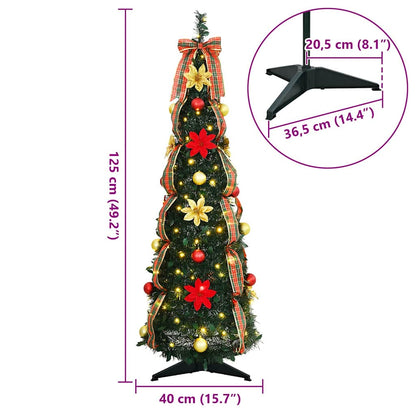 Albero di Natale artificiale con 50 LED, verde, 120 cm, PVC