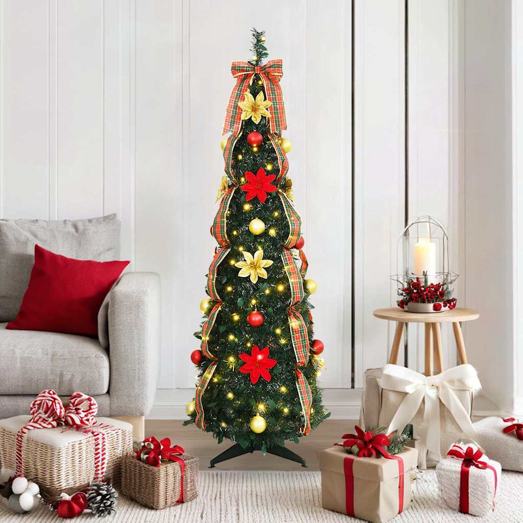 Albero di Natale artificiale con 100 LED, verde, 150 cm, PVC