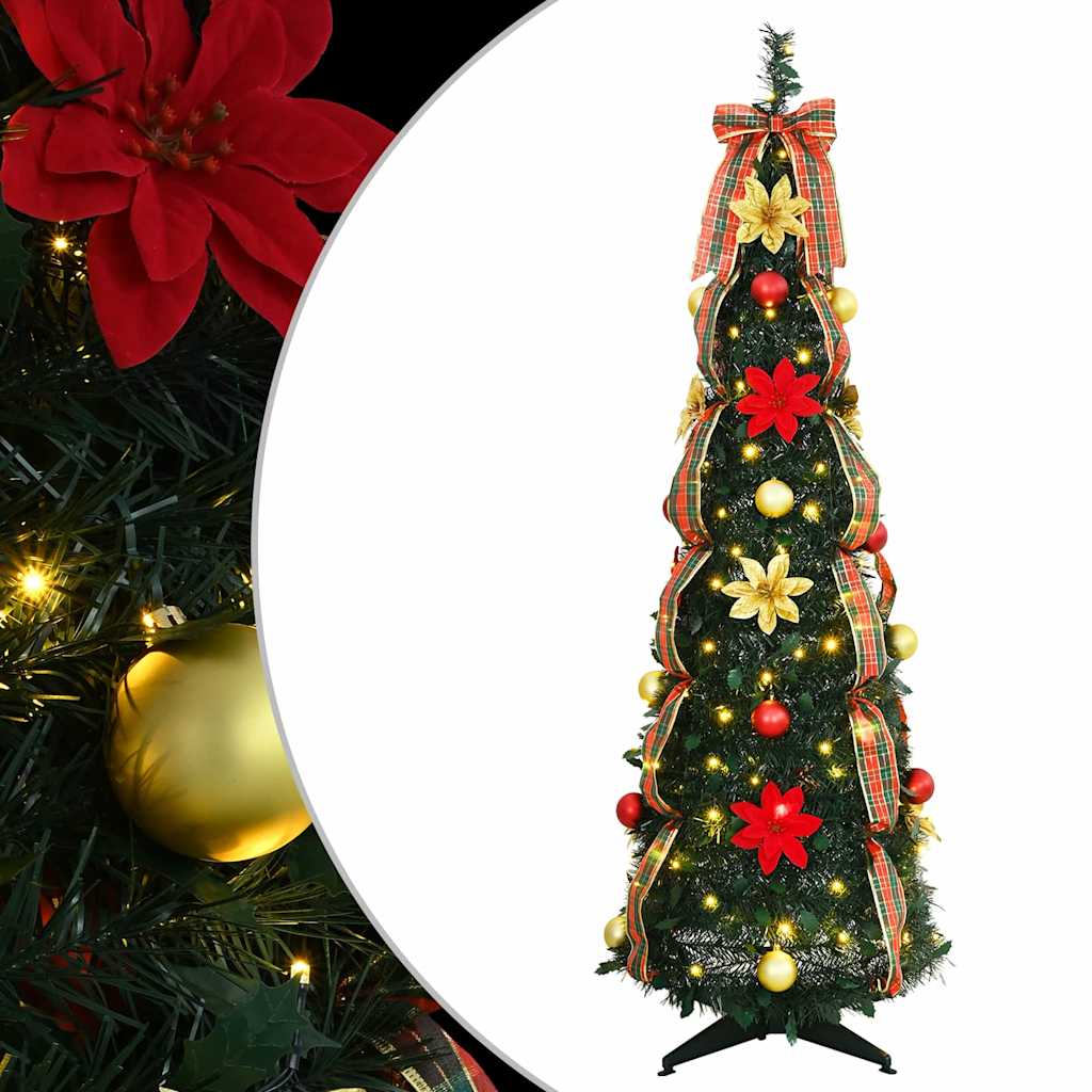 Albero di Natale artificiale con 100 LED, verde, 150 cm, PVC