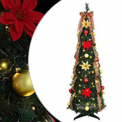 Albero di Natale artificiale con 100 LED, verde, 150 cm, PVC
