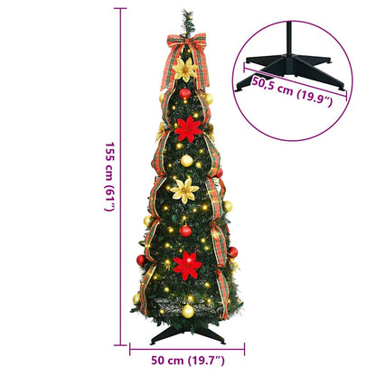 Albero di Natale artificiale con 100 LED, verde, 150 cm, PVC