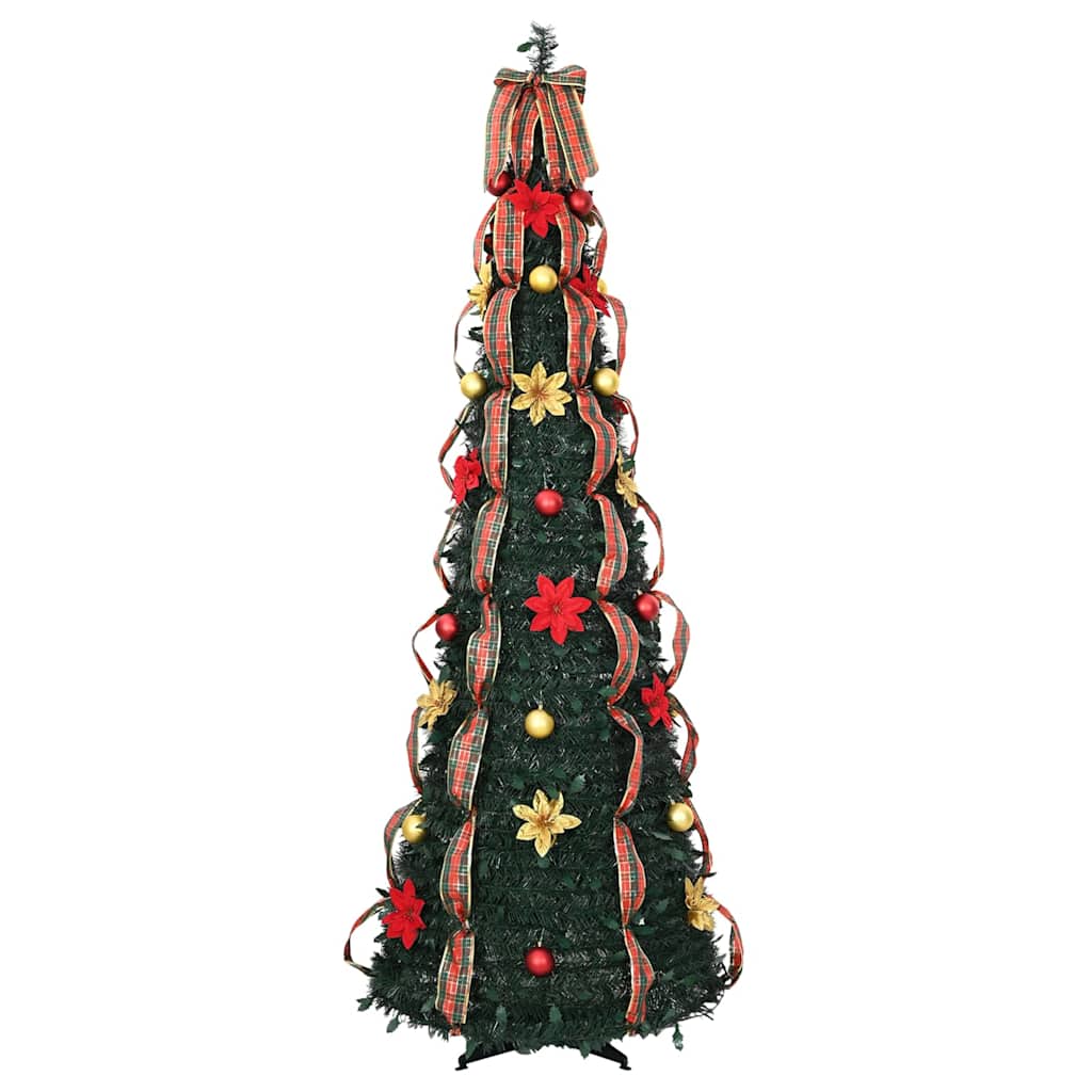 Künstlicher Weihnachtsbaum mit 150 LEDs Grün 180 cm PVC