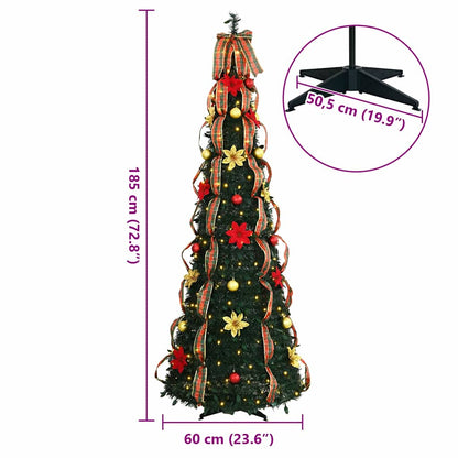 Künstlicher Weihnachtsbaum mit 150 LEDs Grün 180 cm PVC