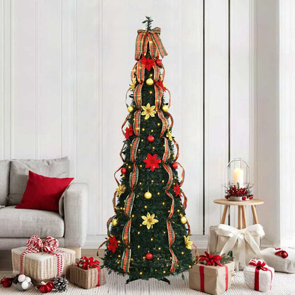 Albero di Natale artificiale con 200 LED, verde, 210 cm, PVC