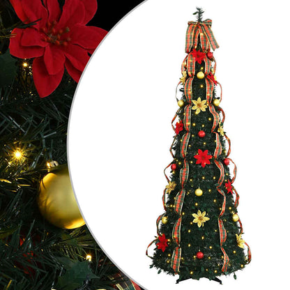 Albero di Natale artificiale con 200 LED, verde, 210 cm, PVC