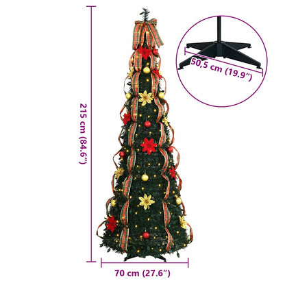 Albero di Natale artificiale con 200 LED, verde, 210 cm, PVC
