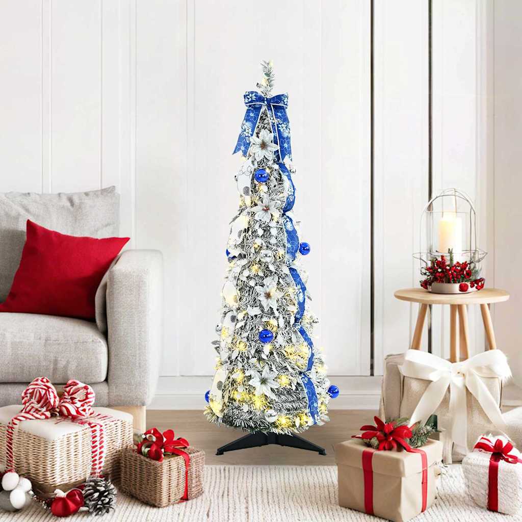 Albero di Natale artificiale con 50 LED, verde, 120 cm, PVC