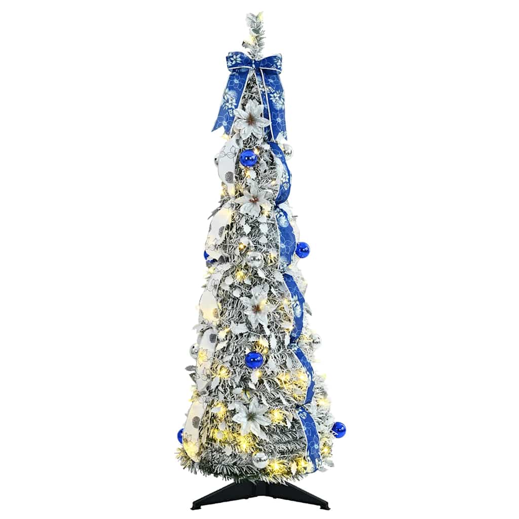 Albero di Natale artificiale con 50 LED, verde, 120 cm, PVC