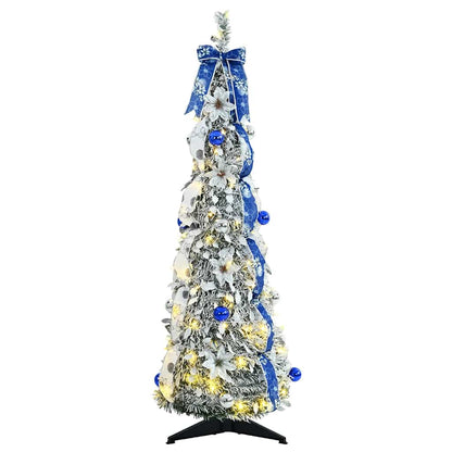 Albero di Natale artificiale con 50 LED, verde, 120 cm, PVC