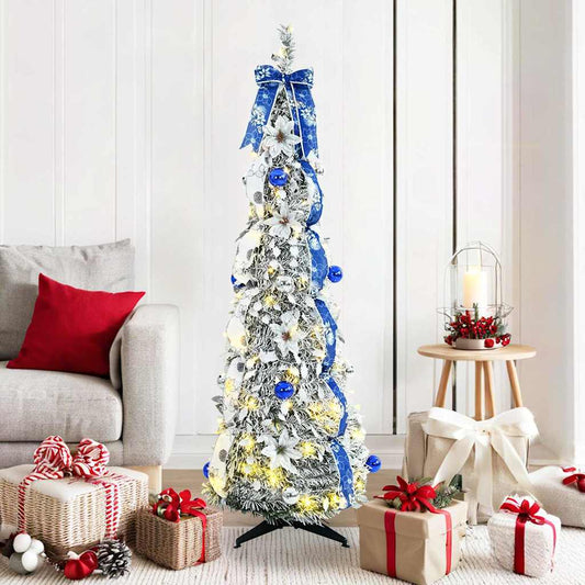 Künstlicher Weihnachtsbaum mit 100 LEDs Weiß 150 cm PVC