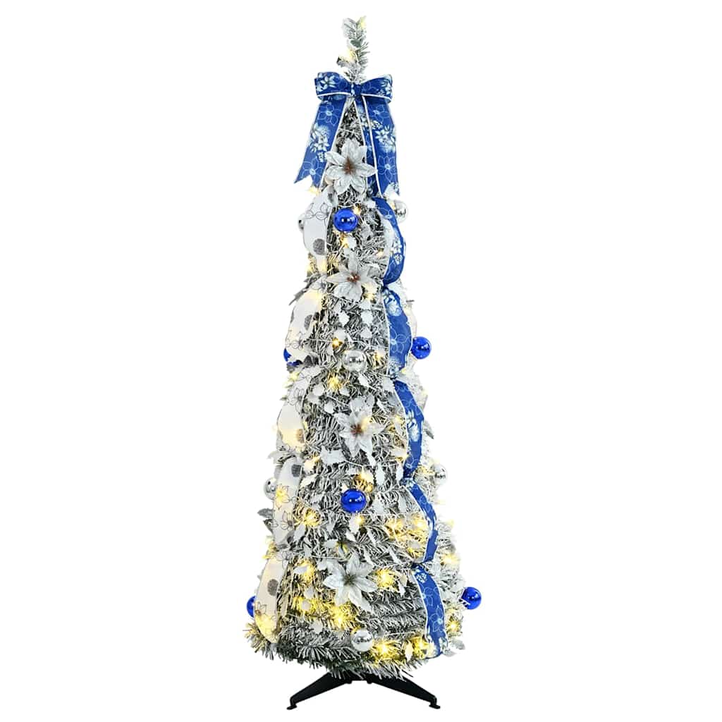 Künstlicher Weihnachtsbaum mit 100 LEDs Weiß 150 cm PVC