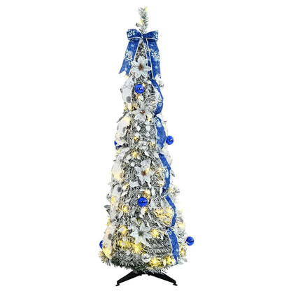 Künstlicher Weihnachtsbaum mit 100 LEDs Weiß 150 cm PVC