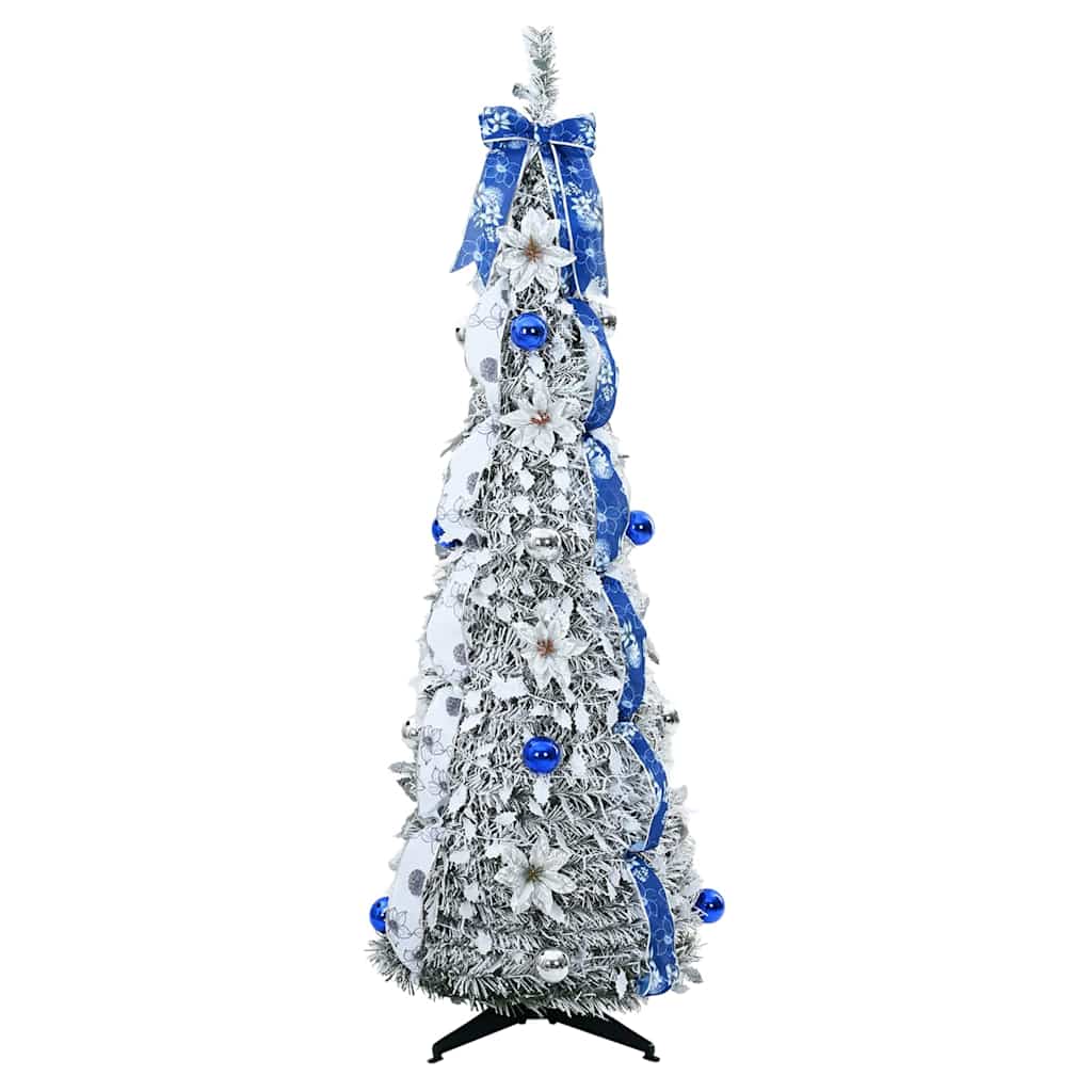 Künstlicher Weihnachtsbaum mit 100 LEDs Weiß 150 cm PVC