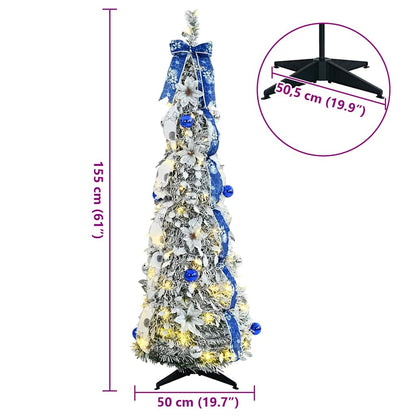 Künstlicher Weihnachtsbaum mit 100 LEDs Weiß 150 cm PVC